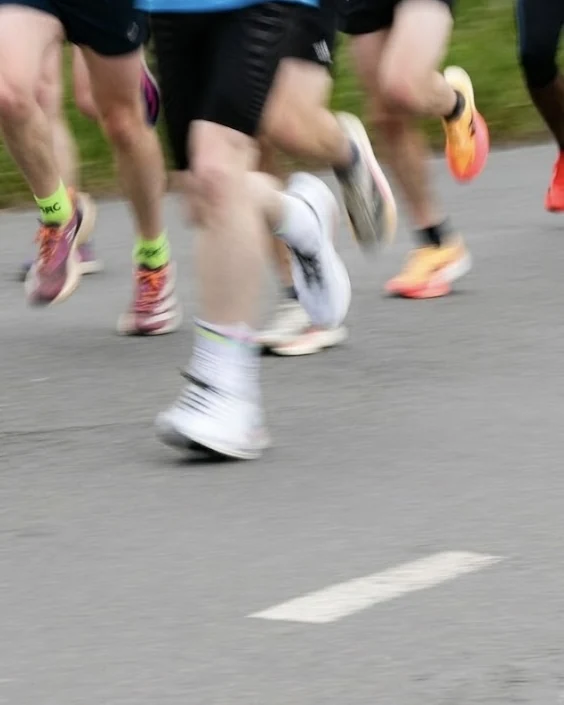 Runners racing on the road